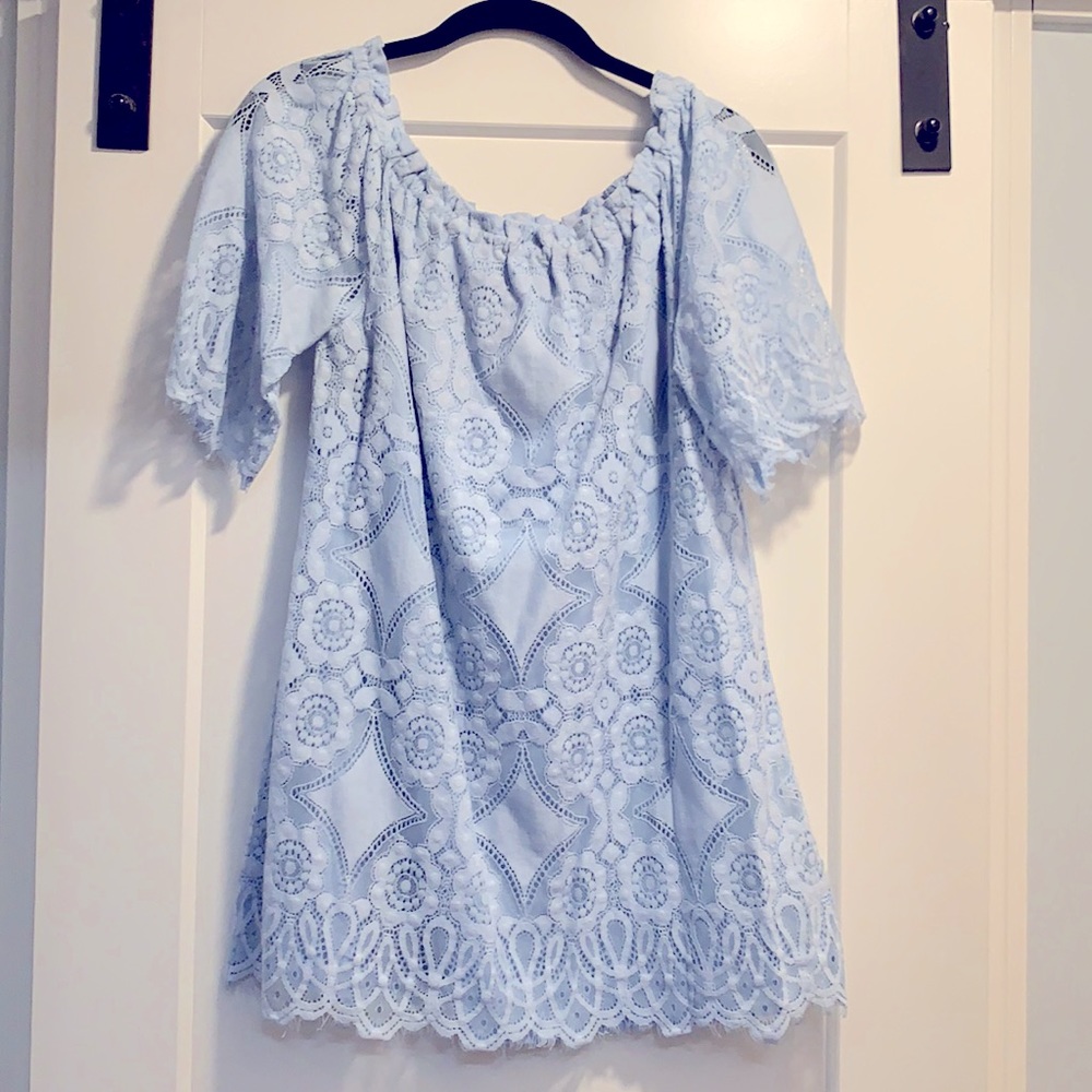 BB Dakota Size Small Blue Lace off the shoulder dress